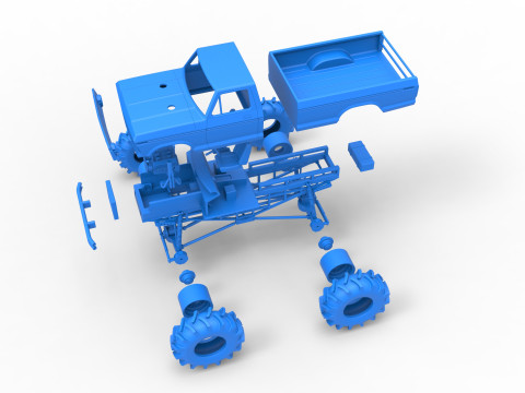 Redneck Rave Mud truck Scale 1 to 25 3D Принт Модель