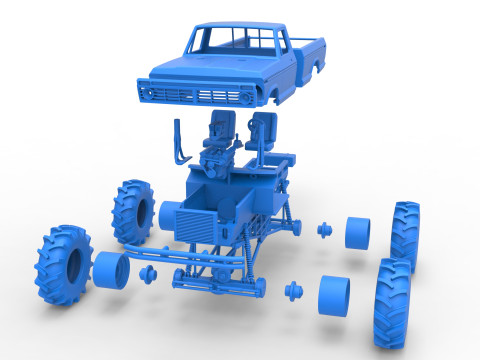 Redneck Rave Mud truck Scale 1 to 25 3D Принт Модель