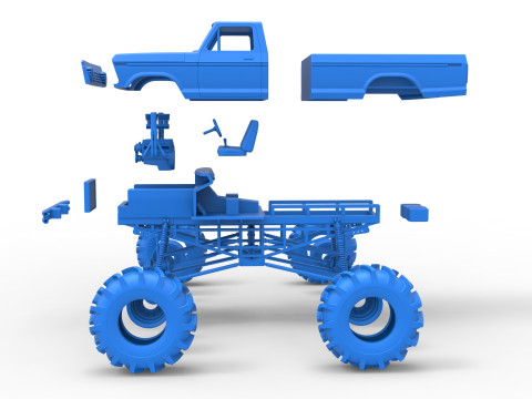 Redneck Rave Mud truck Scale 1 to 25 3D Принт Модель