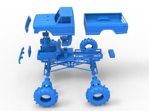 Redneck Rave Mud truck Scale 1 to 25 3D Принт Модель
