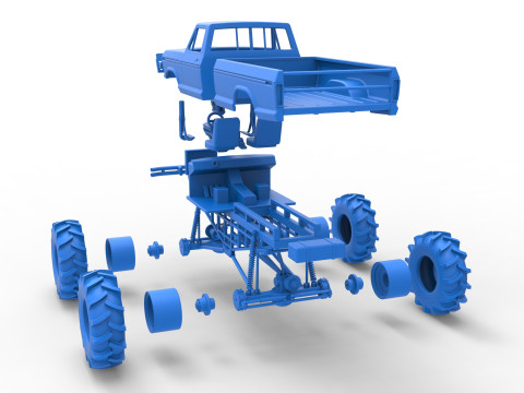 Redneck Rave Mud truck Scale 1 to 25 3D Принт Модель