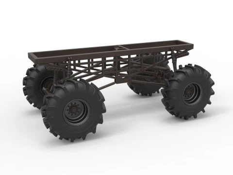 Шасси грузовика Redneck Rave Mud Масштаб от 1 до 25 3D Принт Модель