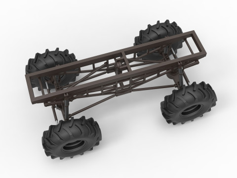 Chassis of Redneck Rave Mud truck Scale 1 to 25 3D 프린트 모델