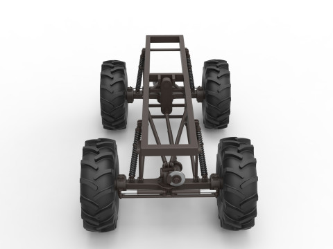 Chassis of Redneck Rave Mud truck Scale 1 to 25 3D 프린트 모델