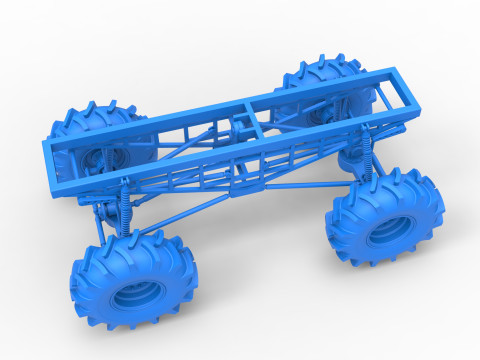 Chassis of Redneck Rave Mud truck Scale 1 to 25 3D 프린트 모델