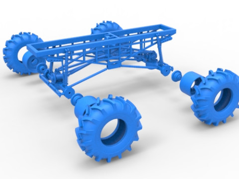 Chassis of Redneck Rave Mud truck Scale 1 to 25 3D 프린트 모델