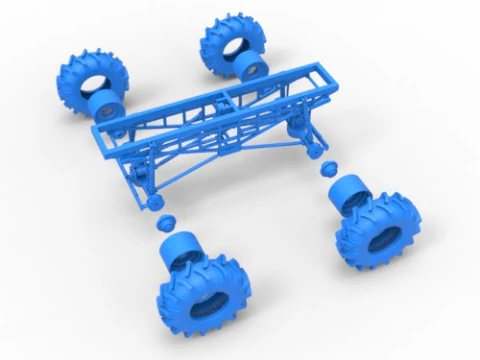 Chassis of Redneck Rave Mud truck Scale 1 to 25 3D Print Model