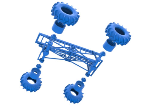 Chassis of Redneck Rave Mud truck Scale 1 to 25 3D 프린트 모델