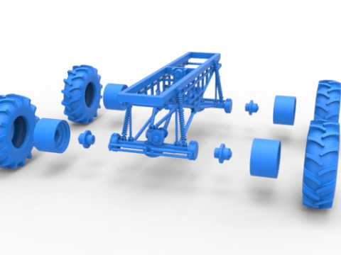 Chassis of Redneck Rave Mud truck Scale 1 to 25 3D 프린트 모델