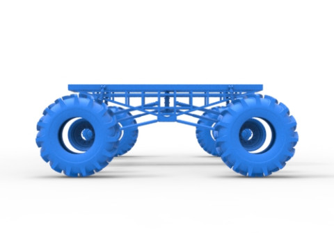 Chassis of Redneck Rave Mud truck Scale 1 to 25 3D 프린트 모델