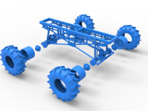 Chassis of Redneck Rave Mud truck Scale 1 to 25 3D 프린트 모델