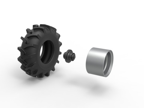 Wheel of Redneck Rave Mud truck Scale 1 to 25 3D Принт Модель