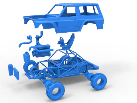 Uphill Sand Racing Dragster Scale 1 to 25 3D Print Model