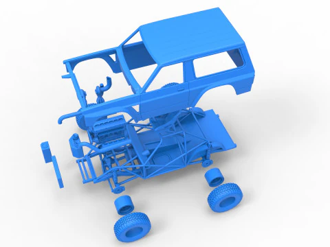 Uphill Sand Racing Dragster Scale 1 to 25 3D Print Model