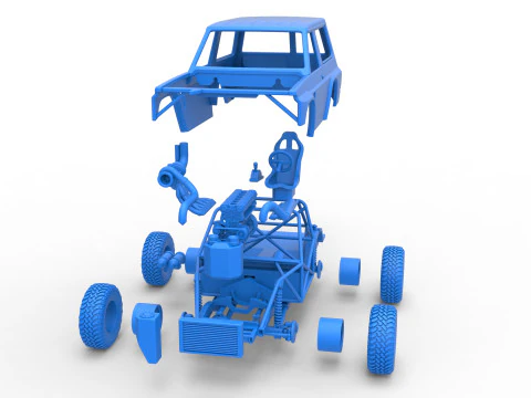 Uphill Sand Racing Dragster Scale 1 to 25 3D Print Model