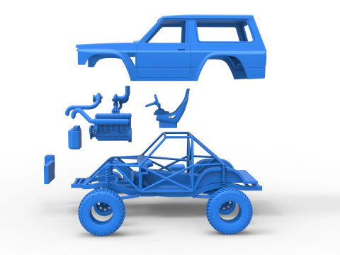 Uphill Sand Racing Dragster Scale 1 to 25 3D Print Model
