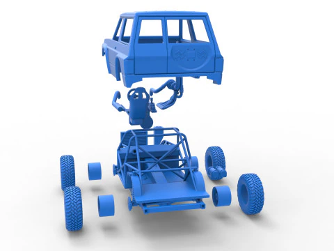 Uphill Sand Racing Dragster Scale 1 to 25 3D Print Model