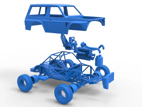 Uphill Sand Racing Dragster Scale 1 to 25 3D Print Model