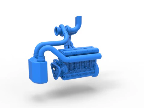 Engine of Uphill Sand Racing Dragster Scale 1 to 25 3D Print Model