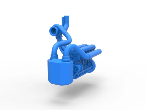 Engine of Uphill Sand Racing Dragster Scale 1 to 25 3D Print Model
