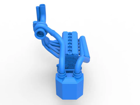 Engine of Uphill Sand Racing Dragster Scale 1 to 25 3D Print Model