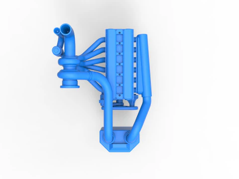 Engine of Uphill Sand Racing Dragster Scale 1 to 25 3D Print Model