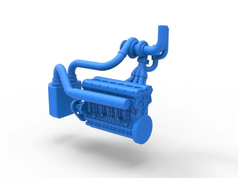 Engine of Uphill Sand Racing Dragster Scale 1 to 25 3D Print Model