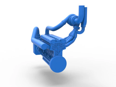 Engine of Uphill Sand Racing Dragster Scale 1 to 25 3D Print Model