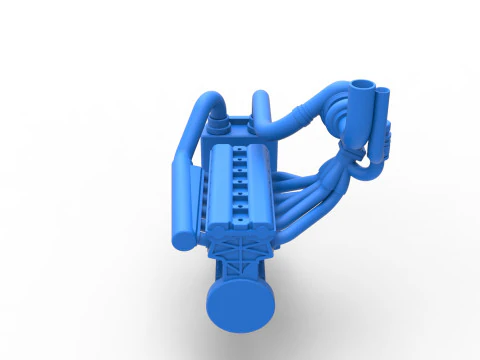 Engine of Uphill Sand Racing Dragster Scale 1 to 25 3D Print Model