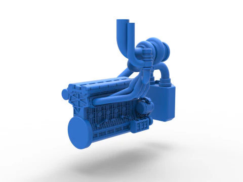 Engine of Uphill Sand Racing Dragster Scale 1 to 25 3D Print Model
