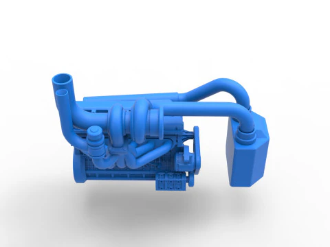 Engine of Uphill Sand Racing Dragster Scale 1 to 25 3D Print Model