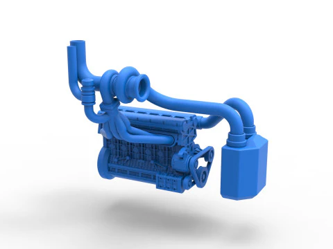 Engine of Uphill Sand Racing Dragster Scale 1 to 25 3D Print Model