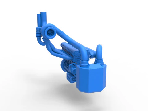 Engine of Uphill Sand Racing Dragster Scale 1 to 25 3D Print Model