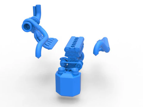 Engine of Uphill Sand Racing Dragster Scale 1 to 25 3D Print Model