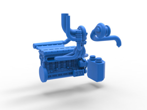Engine of Uphill Sand Racing Dragster Scale 1 to 25 3D Baskı Modeli