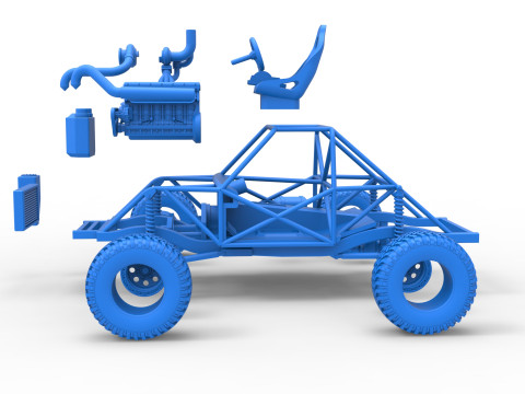 Uphill Sand Racing Dragster Base Scale 1 to 25 3D प्रिंट मॉडल