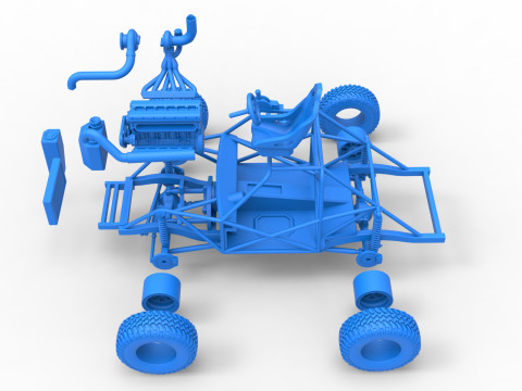 Uphill Sand Racing Dragster Base Scale 1 to 25 3D प्रिंट मॉडल