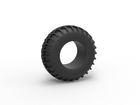Tire of Uphill Sand Racing Dragster Version 2 Scale 1 to 25 3D Print Model