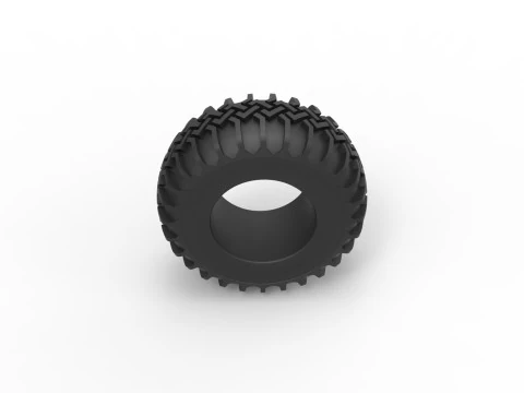 Tire of Uphill Sand Racing Dragster Version 2 Scale 1 to 25 3D Print Model