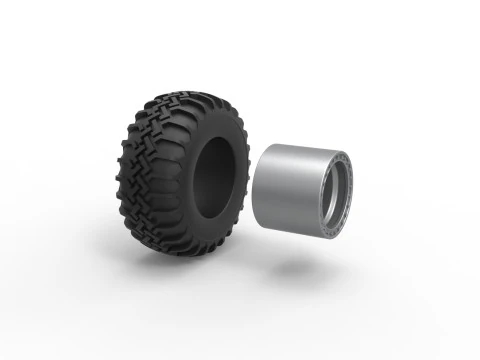 Wheel of Uphill Sand Racing Dragster Version 2 Scale 1 to 25 3D Print Model