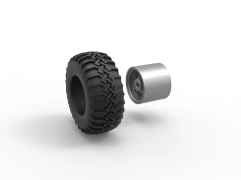 Wheel of Uphill Sand Racing Dragster Version 2 Scale 1 to 25 3D Print Model