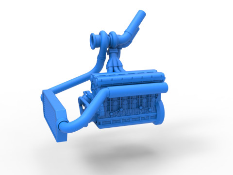 Engine of Uphill Sand Racing Dragster Version 2 Scale 1 to 25 3D Print Model