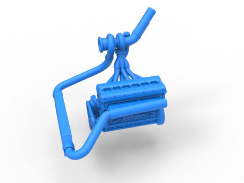 Engine of Uphill Sand Racing Dragster Version 2 Scale 1 to 25 3D Baskı Modeli