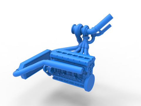 Engine of Uphill Sand Racing Dragster Version 2 Scale 1 to 25 3D Baskı Modeli