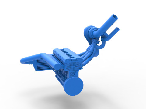 Engine of Uphill Sand Racing Dragster Version 2 Scale 1 to 25 3D Baskı Modeli