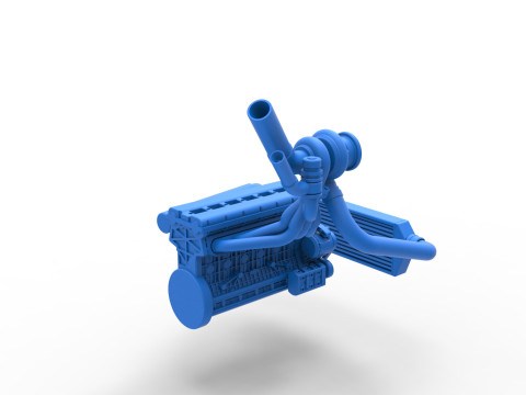 Engine of Uphill Sand Racing Dragster Version 2 Scale 1 to 25 3D Baskı Modeli