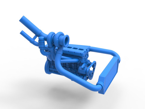 Engine of Uphill Sand Racing Dragster Version 2 Scale 1 to 25 3D Baskı Modeli