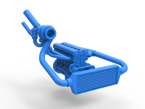 Engine of Uphill Sand Racing Dragster Version 2 Scale 1 to 25 3D Baskı Modeli