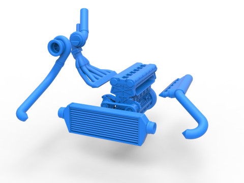 Engine of Uphill Sand Racing Dragster Version 2 Scale 1 to 25 3D Baskı Modeli