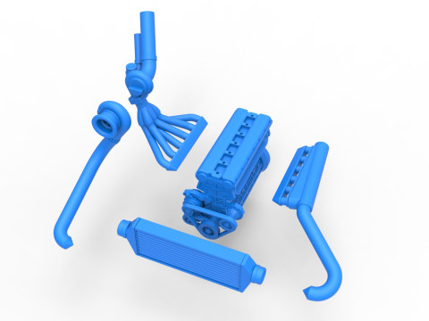 Engine of Uphill Sand Racing Dragster Version 2 Scale 1 to 25 3D Baskı Modeli